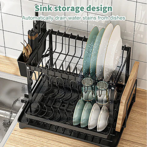 🔥 40% OFF🍽️ Premium 2-Tier Dish Rack – Maximize Drying Space, Sleek Stainless Steel, Stylish Kitchen Upgrade ✨🏠