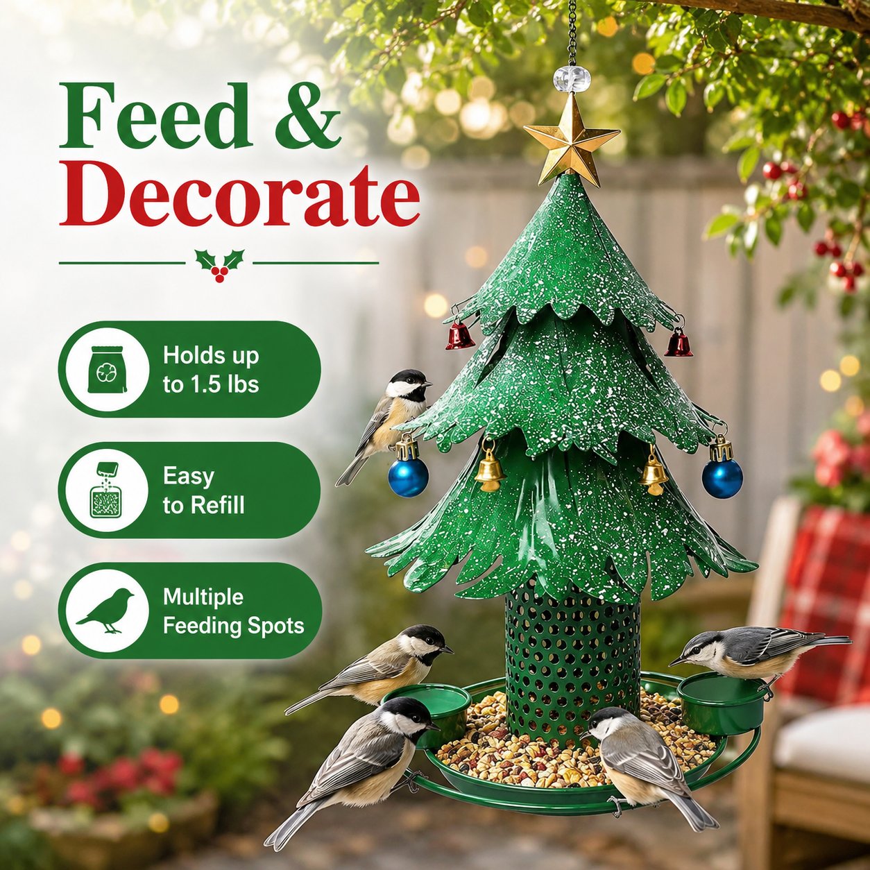 🥰New hot sales - 49% off🎄 Christmas Tree Bird Feeder🐦Festive Garden Decor for Bird Lovers ✨
