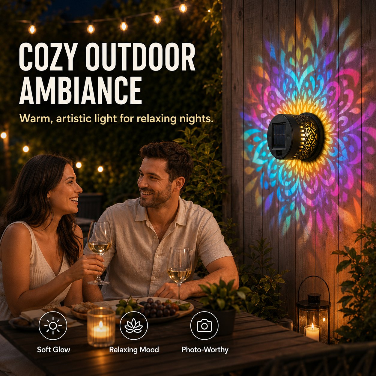 🌙⏳LIMITED-TIME 53% OFF! ⏰ Solar Mandala Wall Light – Dreamy Night Projection ✨