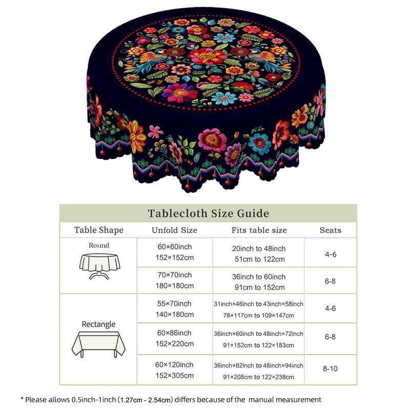 📢📢49% OFF !! ⏰Mexican Floral Tablecloth With Scalloped Edge