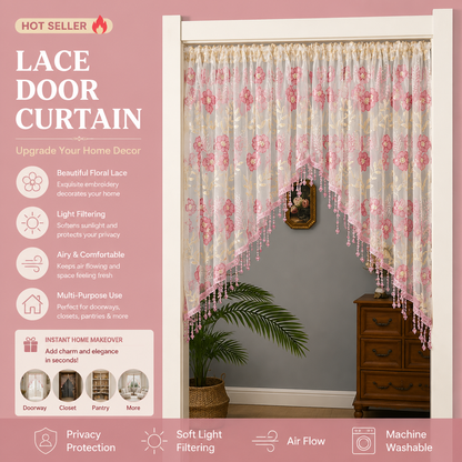 🌸Lace Short Door Curtain with Tassels