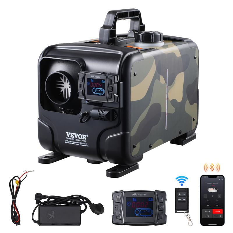 📢📢40% OFF!!⏰8 kW diesel heater, 12 V/24 V all-in-one diesel air heater, Bluetooth app control, remote control and display, CO alarm, rapid heating