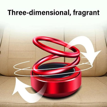 📢📢49% OFF !! ⏰Solar Rotating Double Ring Suspension Car Aromatherapy Ornament