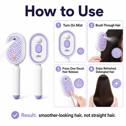 💖LAST DAY SALE 49% OFF💁‍♀️✨Electric Spray Air Cushion Massage Comb💨| Self-Cleaning Anti-Tangle ✨ | Perfect for Dry, Brittle Hair 💧🌟