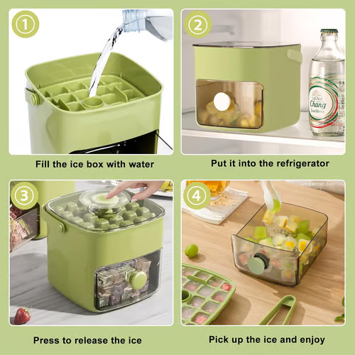 🥳2026 HOT SALE🥳💞50K+ SOLD!💥🥤🧊 49% OFF! Ice Cube Maker with Storage – 48 cubes at once, leak‑proof lid. Stackable, saves space. Includes ice scoop & tong. A summer essential. 🏖️✅
