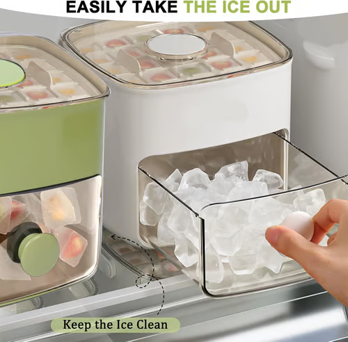 🥳2026 HOT SALE🥳💞50K+ SOLD!💥🥤🧊 49% OFF! Ice Cube Maker with Storage – 48 cubes at once, leak‑proof lid. Stackable, saves space. Includes ice scoop & tong. A summer essential. 🏖️✅