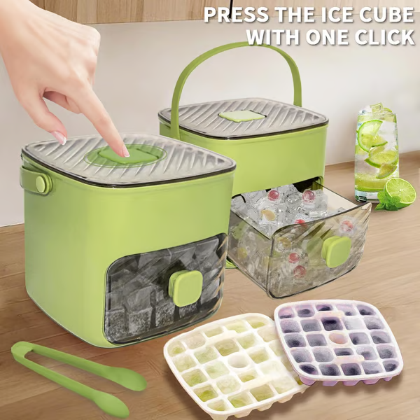 🥳2026 HOT SALE🥳💞50K+ SOLD!💥🥤🧊 49% OFF! Ice Cube Maker with Storage – 48 cubes at once, leak‑proof lid. Stackable, saves space. Includes ice scoop & tong. A summer essential. 🏖️✅