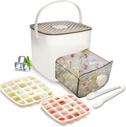 🥳2026 HOT SALE🥳💞50K+ SOLD!💥🥤🧊 49% OFF! Ice Cube Maker with Storage – 48 cubes at once, leak‑proof lid. Stackable, saves space. Includes ice scoop & tong. A summer essential. 🏖️✅