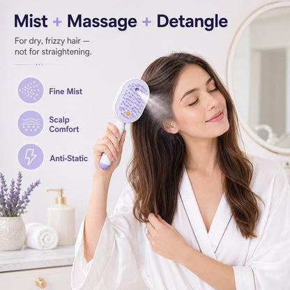💖LAST DAY SALE 49% OFF💁‍♀️✨Electric Spray Air Cushion Massage Comb💨| Self-Cleaning Anti-Tangle ✨ | Perfect for Dry, Brittle Hair 💧🌟