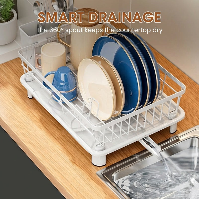 🔥49% OFF🧼🍽️Heavy-Duty 360° Rotating Dish Drainer Rack – Large Capacity, Rust-Resistant & Space-Saving✨