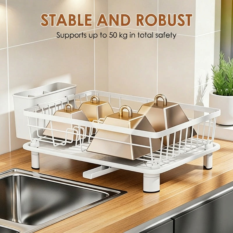 🔥49% OFF🧼🍽️Heavy-Duty 360° Rotating Dish Drainer Rack – Large Capacity, Rust-Resistant & Space-Saving✨