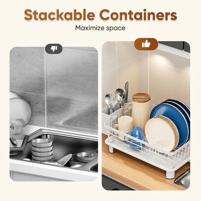🔥49% OFF🧼🍽️Heavy-Duty 360° Rotating Dish Drainer Rack – Large Capacity, Rust-Resistant & Space-Saving✨