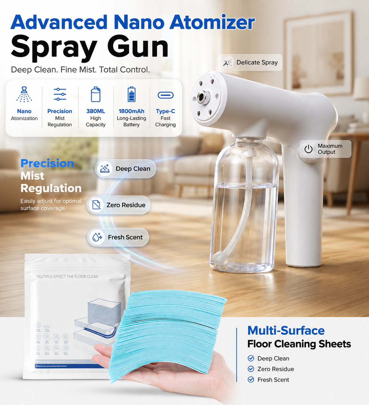 🦠 49% OFF NOW! 🚫 Cordless Nano Atomizer – Touchless Disinfecting, Blue Light – For Home, Office & Car 🏠