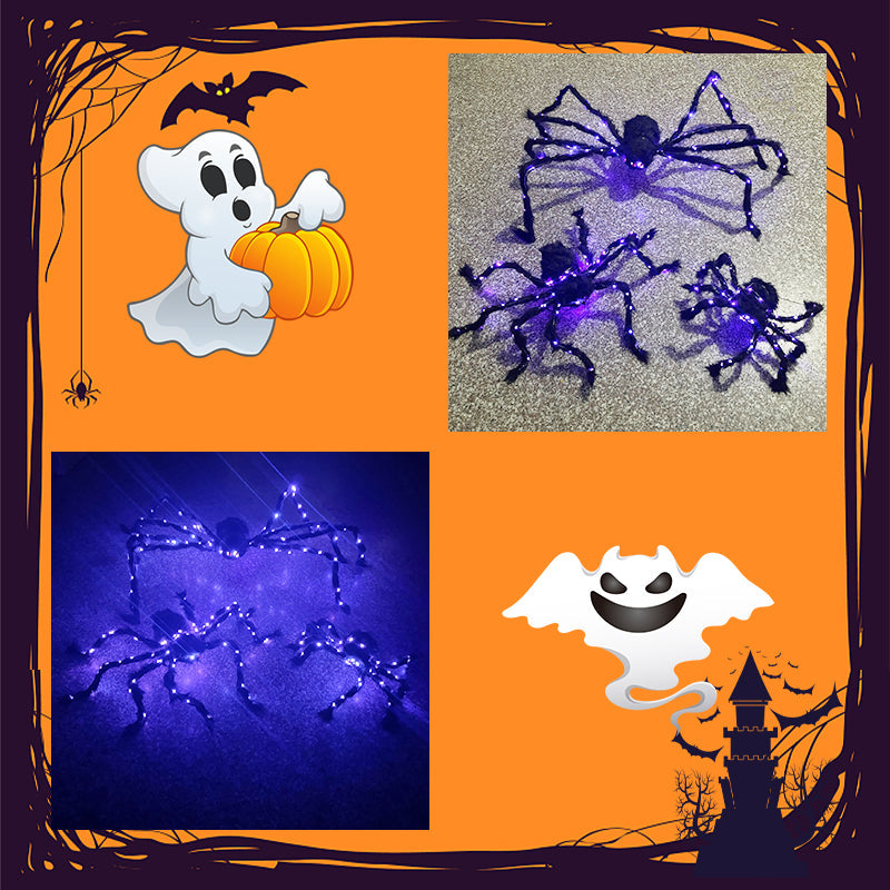 🎃Halloween Black Spider Decoration with Light🕷️
