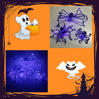 🎃Halloween Black Spider Decoration with Light🕷️