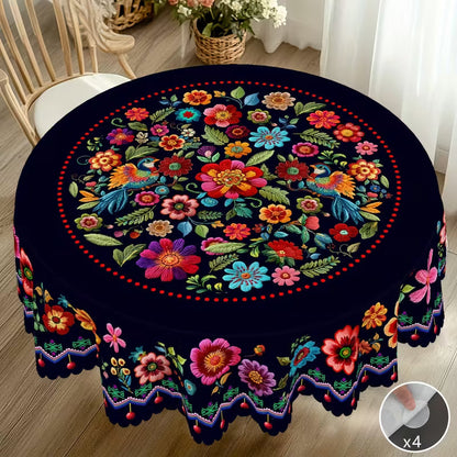 📢📢49% OFF !! ⏰Mexican Floral Tablecloth With Scalloped Edge