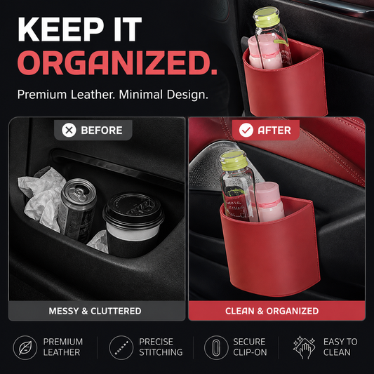 🥳2026 HOT SALE🥳💞50K+ SOLD!🚗🧺 49% OFF! Leather Car Door Cup Holder – Wide‑mouth opening, easy reach for drinks & phone. Clip‑on secure fit. PU leather, tough & stylish. 🛡️✨