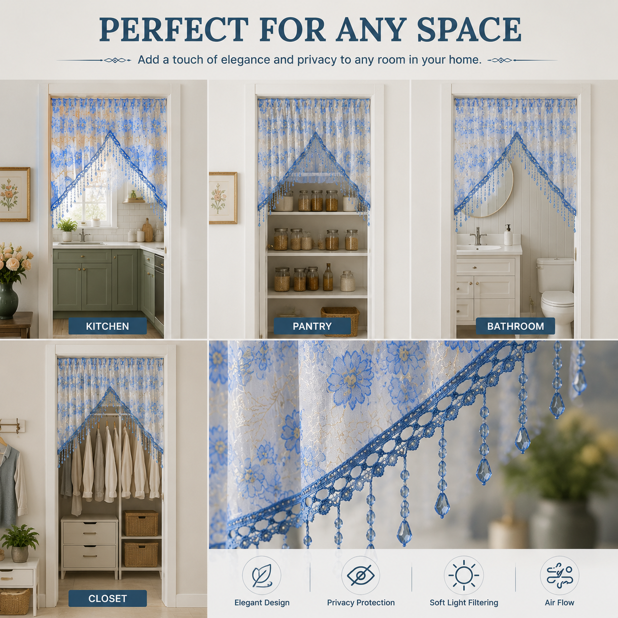 🌸Lace Short Door Curtain with Tassels