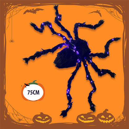 🎃Halloween Black Spider Decoration with Light🕷️