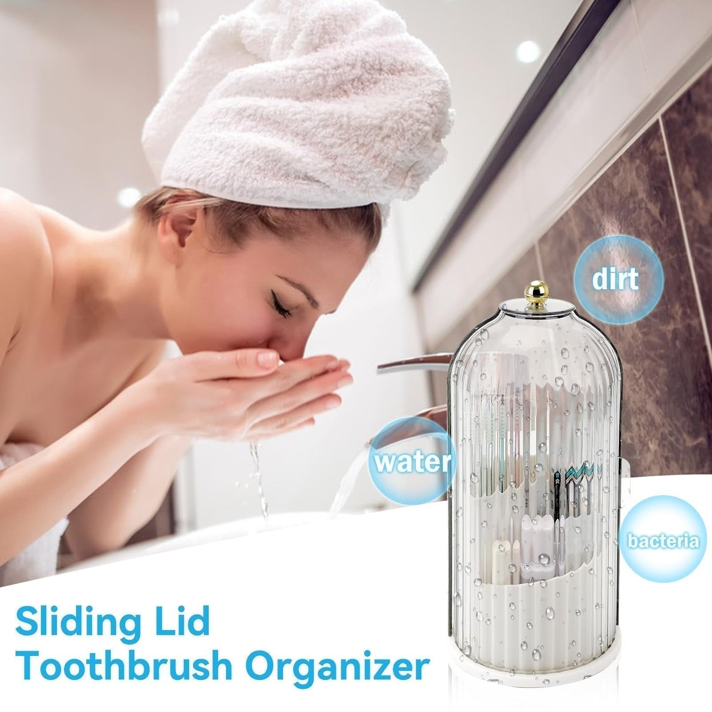 📢📢49%  OFF !! 🛁 Sliding Lid Toothbrush Organizer✨