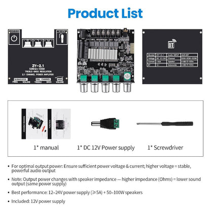 🔥HOT SALE🔥2.1 Channel Bluetooth - compatible Audio Power Amplifier Module🔊 Upgrade Your Audio Experience! 🔊