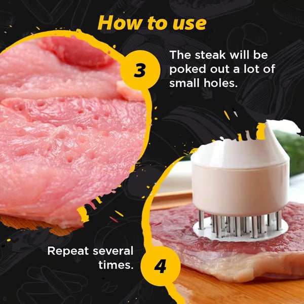 🥩  Stainless Steel Meat Tenderizer Needle – 21 Blades, Fast Marinade, Easy Clean 🔪