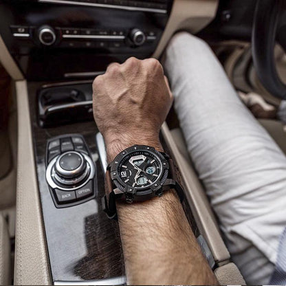 ⌚ LIMITED‑TIME 49% OFF! ⚡Multifunctional Dual Display 3ATM Waterproof Men's Quartz Sports Watch – Rugged, Stylish, Practical ✨