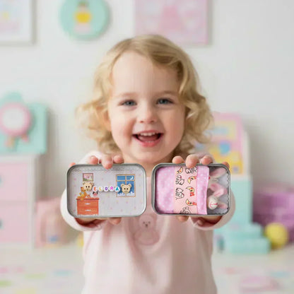 💎 49% OFF! 💎 Bunny Mummy & Baby Plush Pocket Tin – Handmade Easter Collectible with Cozy Blanket (Pink/Blue Ears) 🐇🎁
