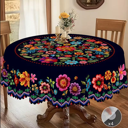 📢📢49% OFF !! ⏰Mexican Floral Tablecloth With Scalloped Edge