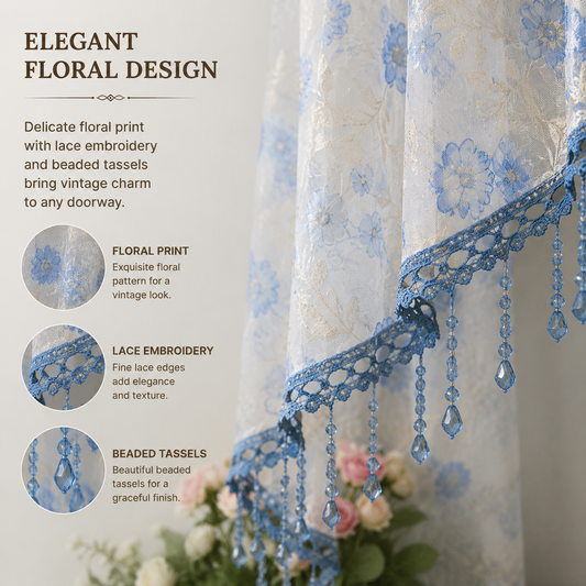 🌸Lace Short Door Curtain with Tassels