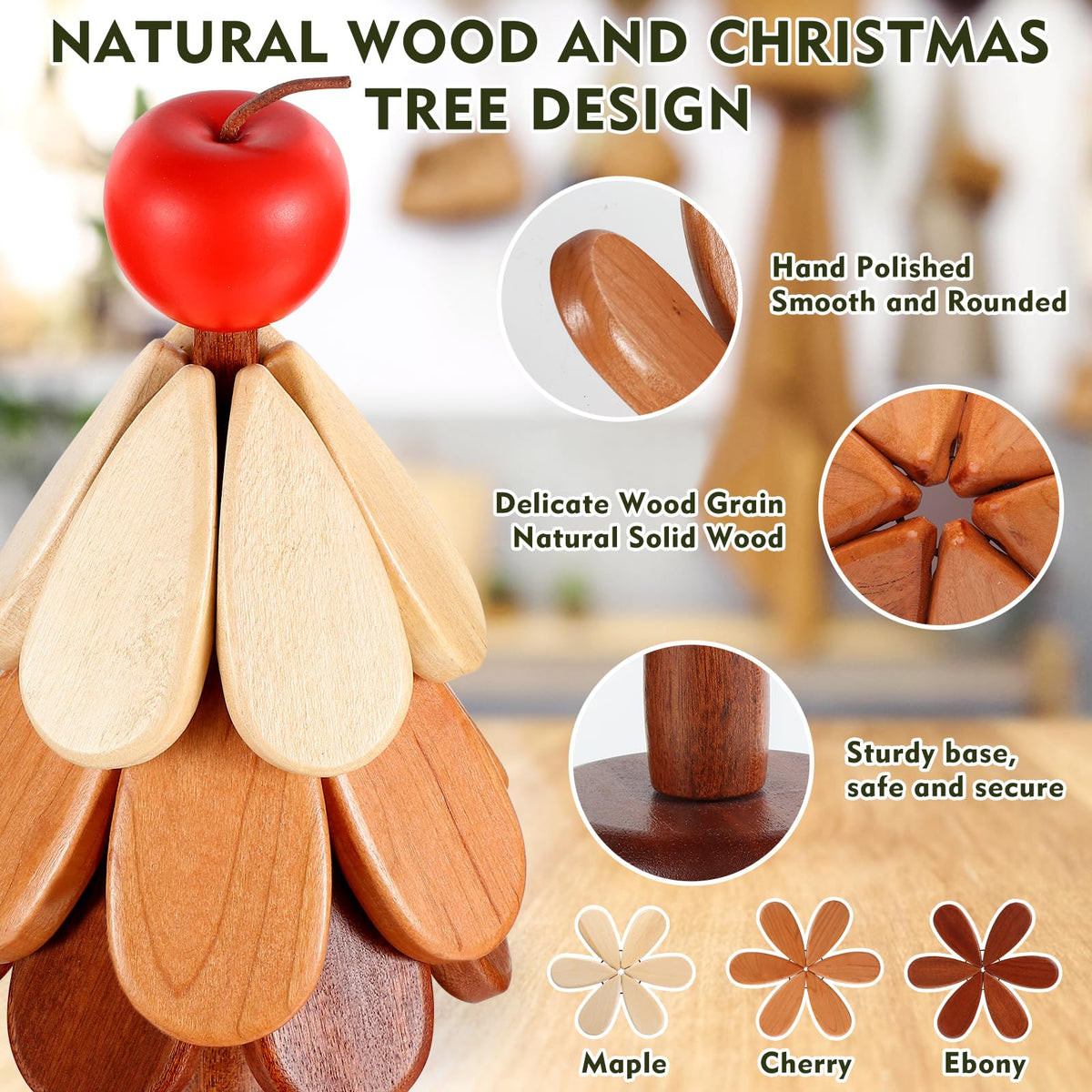 🎄 LIMITED‑TIME 49% OFF! 🔥 Natural Wooden Tree Trivets for Hot Dishes – Festive, Foldable, Durable ✨