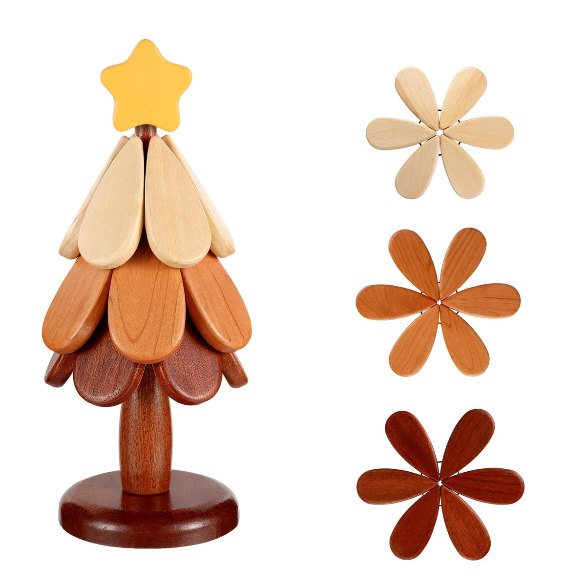 🎄 LIMITED‑TIME 49% OFF! 🔥 Natural Wooden Tree Trivets for Hot Dishes – Festive, Foldable, Durable ✨