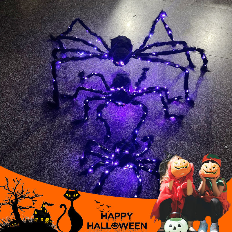 🎃Halloween Black Spider Decoration with Light🕷️