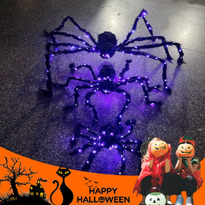 🎃Halloween Black Spider Decoration with Light🕷️