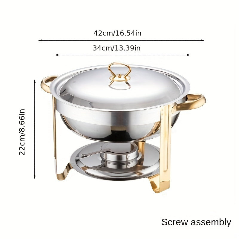 🧑‍🍳The same as in a five-star buffet restaurant🍽️Stainless Steel Chafing Dish Buffet Set 5QT with Fuel Can Rack, Gold Food Warmer for Parties
