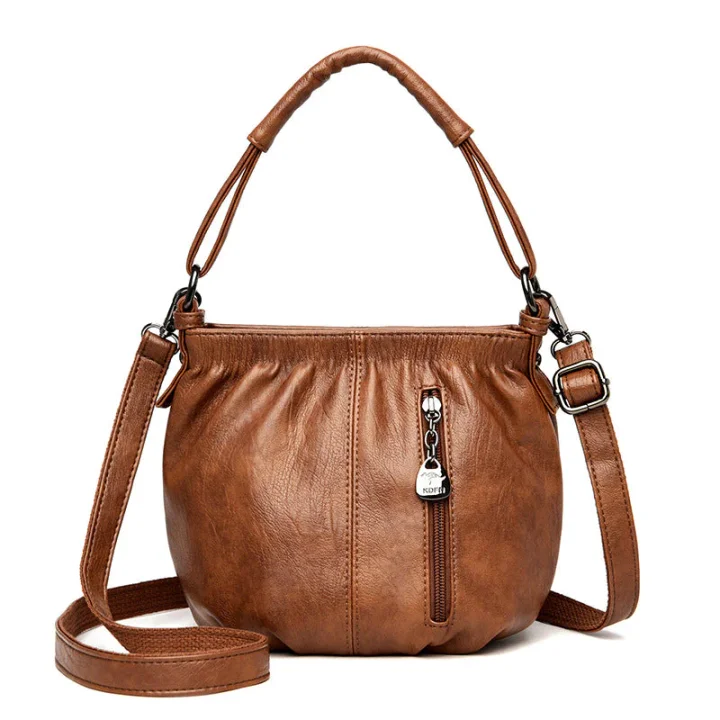 🎀2026 New Arrival🔥Casual Pleated Bucket Soft Leather Handbag Shoulder Bag