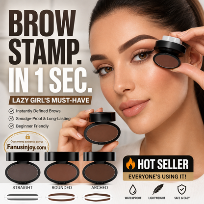 ⏳🔥LIMITED-TIME 49% OFF! ⏰✨Buy 1 Get 1 Free -ONLY ￡11.99!!🖌️50K+ Sold!!!🖤Eyebrow Stamp Powder Kit with Applicator Brush, One Press Perfect Brow Stamp, Waterproof Long Lasting 24H Wear Eyebrow Makeup for Lazy Daily Salon-Like Brows