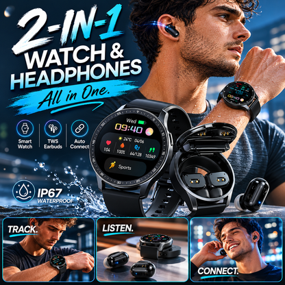 ⌚ 49% OFF NOW! 🎧 2-in-1 Smartwatch with Wireless Earbuds – Music, Calls & Fitness All in One 📱