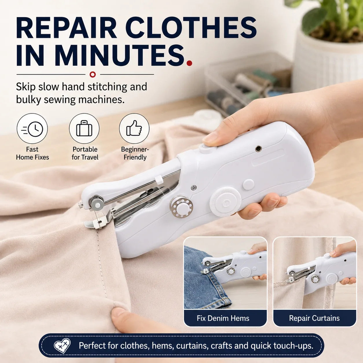 🔥HOT SALE 49% OFF🧵 Mini Electric Sewing Machine – Lightweight, Portable & Easy to Use! ✨