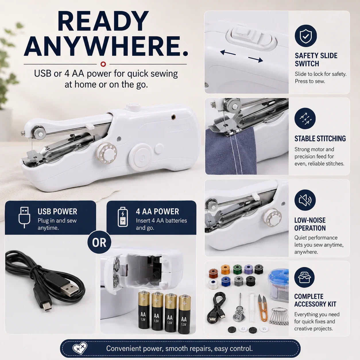 🔥HOT SALE 49% OFF🧵 Mini Electric Sewing Machine – Lightweight, Portable & Easy to Use! ✨