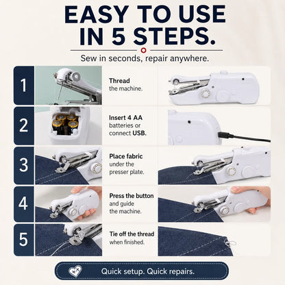 🔥HOT SALE 49% OFF🧵 Mini Electric Sewing Machine – Lightweight, Portable & Easy to Use! ✨