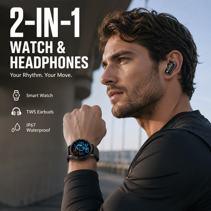 ⌚ 49% OFF NOW! 🎧 2-in-1 Smartwatch with Wireless Earbuds – Music, Calls & Fitness All in One 📱