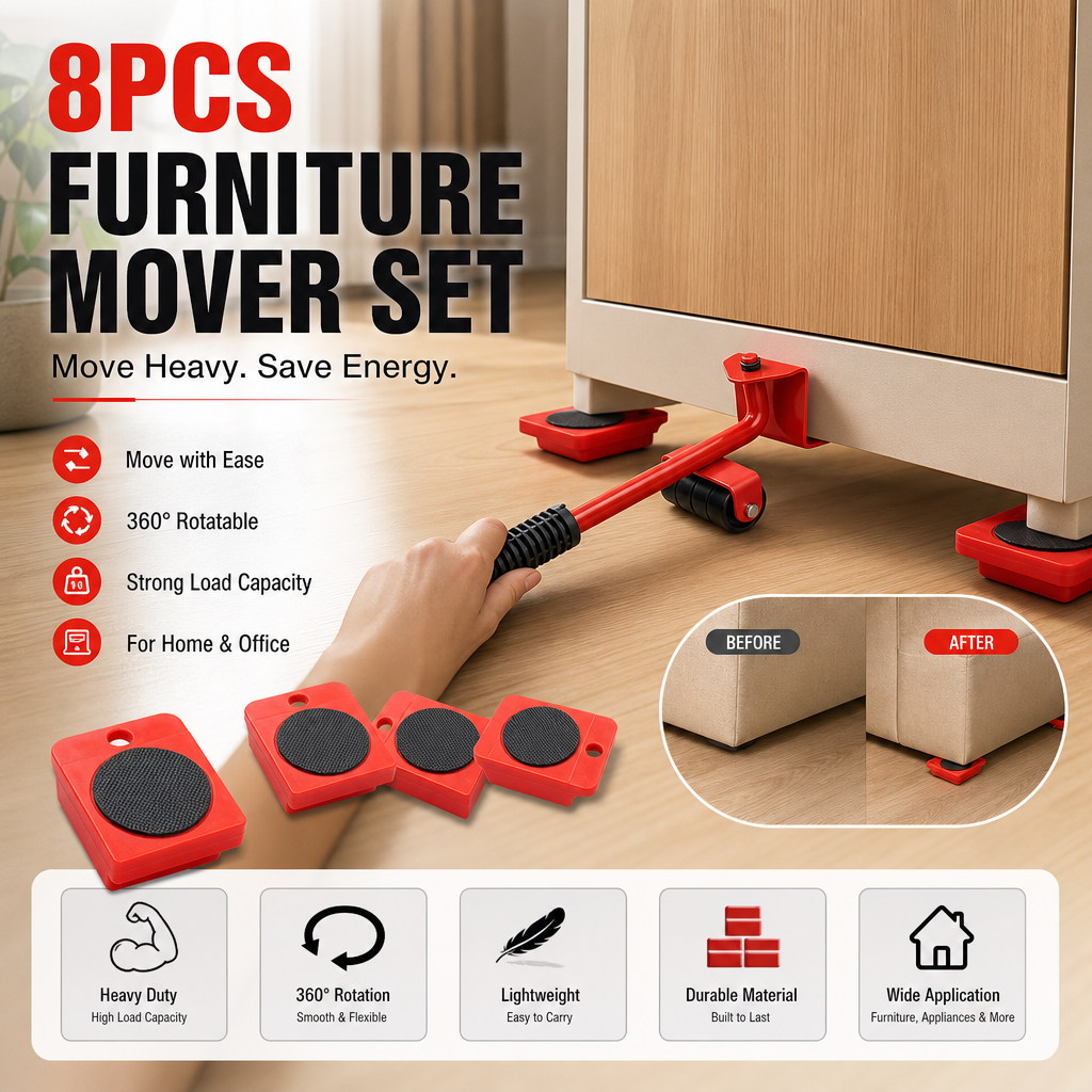 🛋️ Clearance 49% Off ✨ Furniture Moving System — Lift & Slide, 360° Rotation 🏠