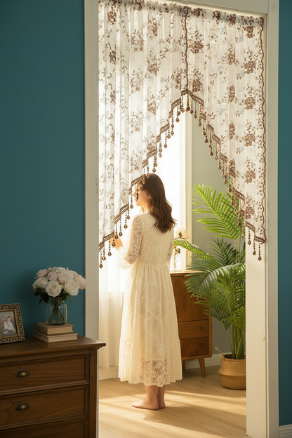 🌸Lace Short Door Curtain with Tassels