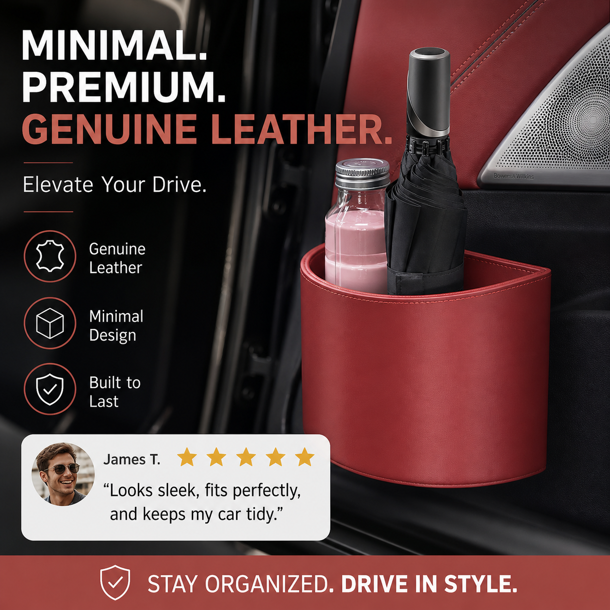 🥳2026 HOT SALE🥳💞50K+ SOLD!🚗🧺 49% OFF! Leather Car Door Cup Holder – Wide‑mouth opening, easy reach for drinks & phone. Clip‑on secure fit. PU leather, tough & stylish. 🛡️✨