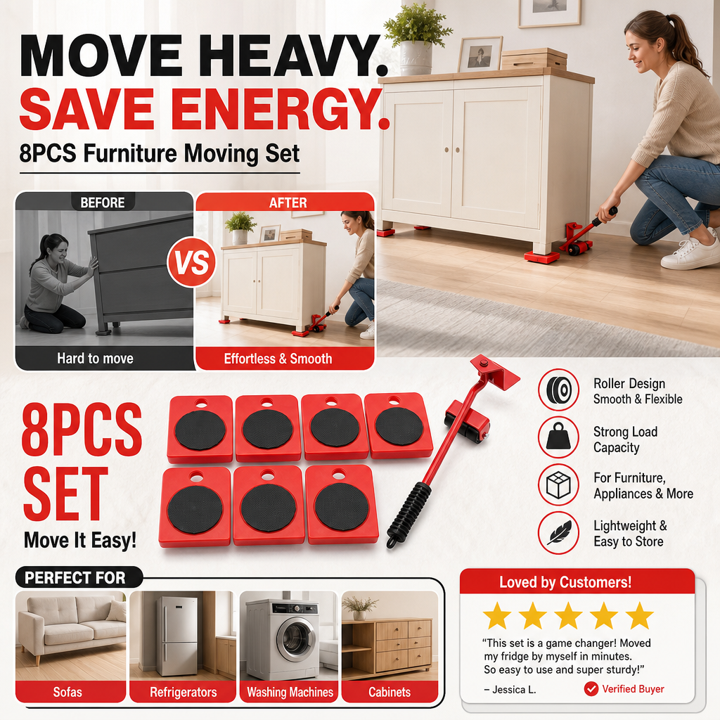 🛋️ Clearance 49% Off ✨ Furniture Moving System — Lift & Slide, 360° Rotation 🏠
