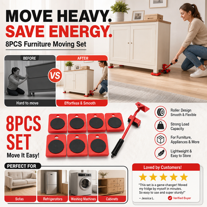 🛋️ Clearance 49% Off ✨ Furniture Moving System — Lift & Slide, 360° Rotation 🏠