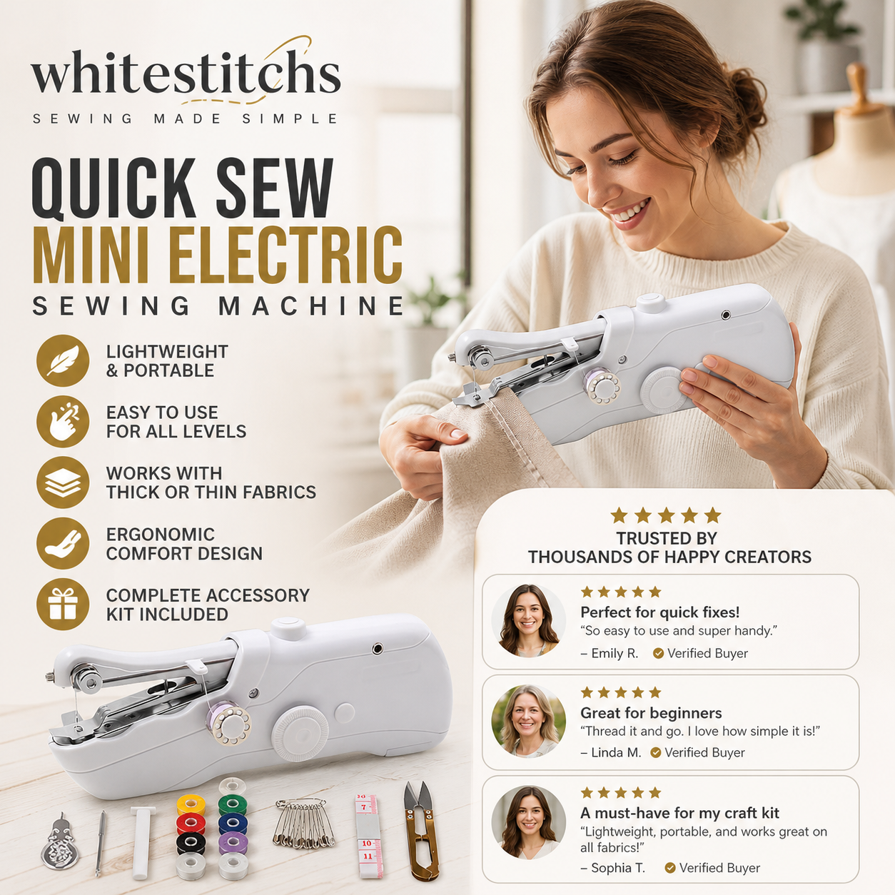 🔥HOT SALE 49% OFF🧵 Mini Electric Sewing Machine – Lightweight, Portable & Easy to Use! ✨