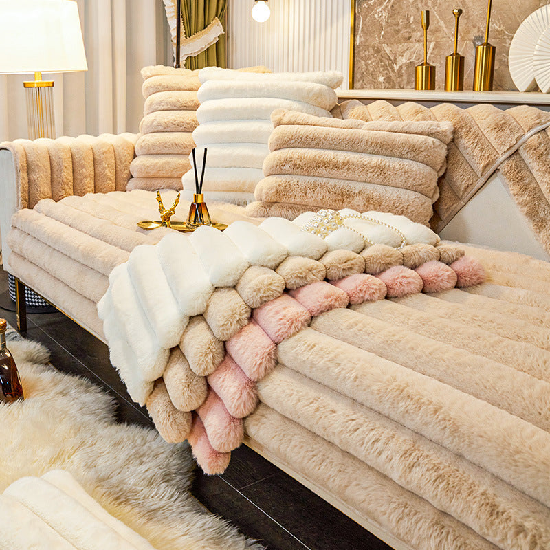 🏆LAST DAY 49% OFF🛋️Rabbit Fur Non-Slip Plush Sofa Cover