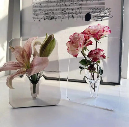 🏺 LIMITED-TIME 49% OFF! 💥 Photo Frame Shaped Clear Flower Vase – Nordic Style, Acrylic, Desktop Decor ✨